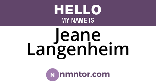 Jeane Langenheim