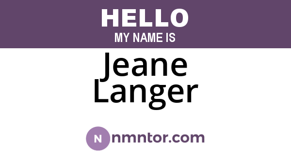 Jeane Langer