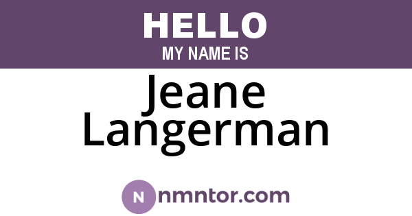 Jeane Langerman