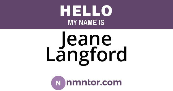 Jeane Langford
