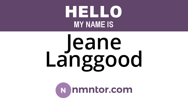 Jeane Langgood