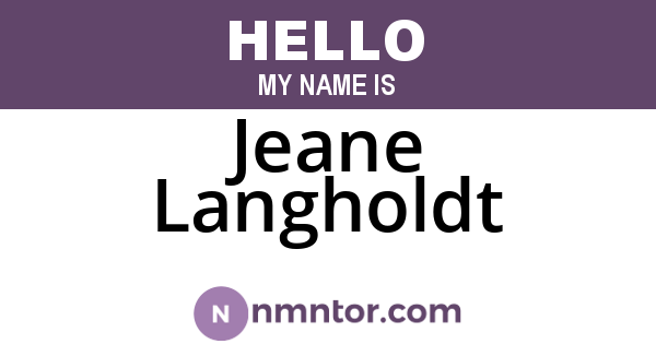 Jeane Langholdt