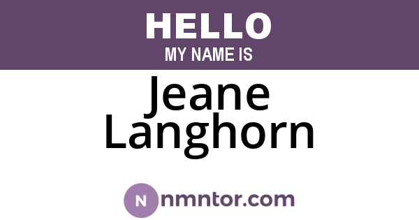 Jeane Langhorn