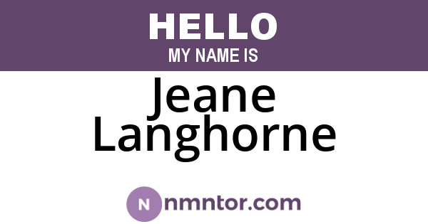 Jeane Langhorne