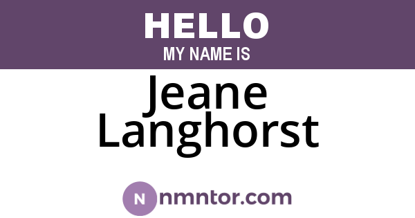 Jeane Langhorst