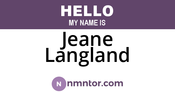 Jeane Langland