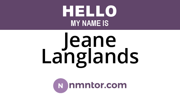 Jeane Langlands