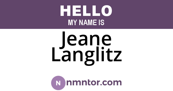 Jeane Langlitz