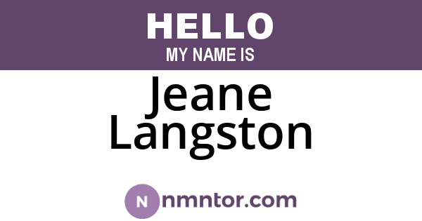 Jeane Langston