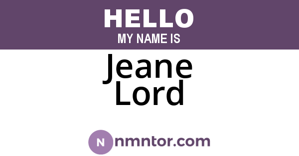 Jeane Lord