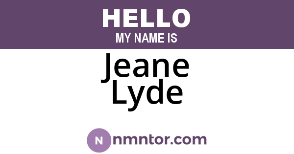 Jeane Lyde
