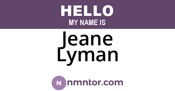 Jeane Lyman