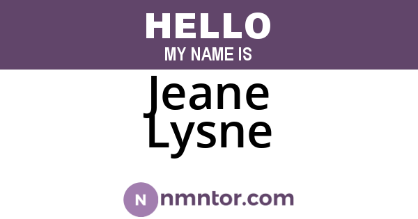 Jeane Lysne