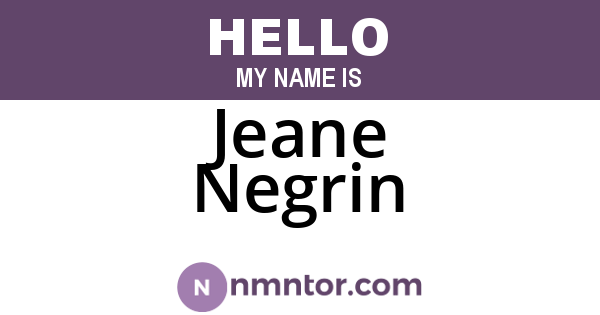 Jeane Negrin