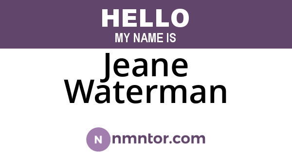 Jeane Waterman