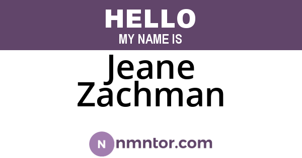 Jeane Zachman