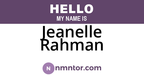 Jeanelle Rahman