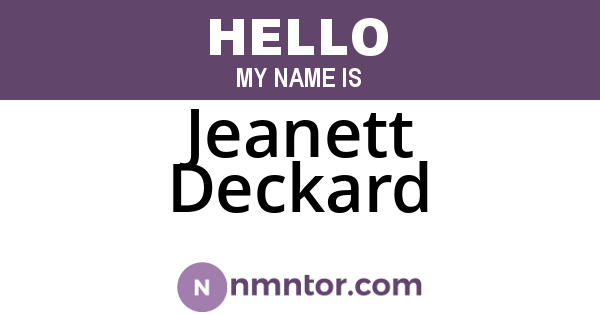 Jeanett Deckard