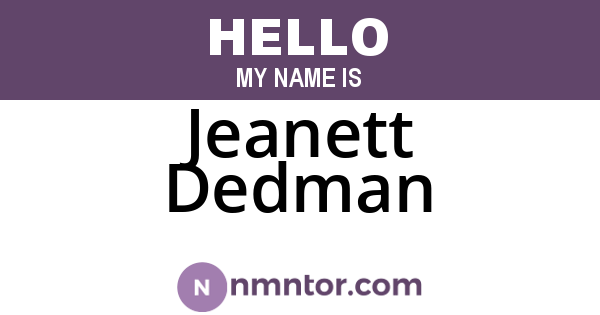 Jeanett Dedman