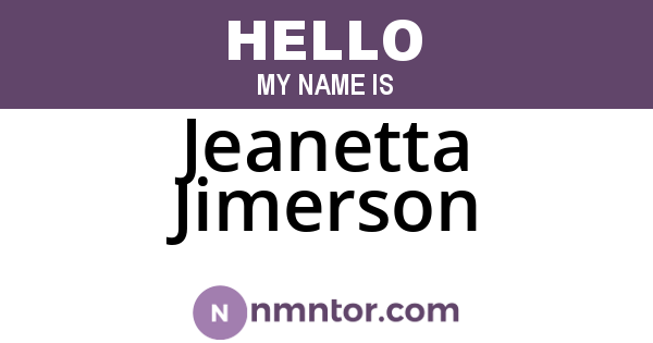 Jeanetta Jimerson