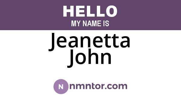 Jeanetta John