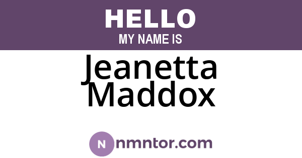 Jeanetta Maddox
