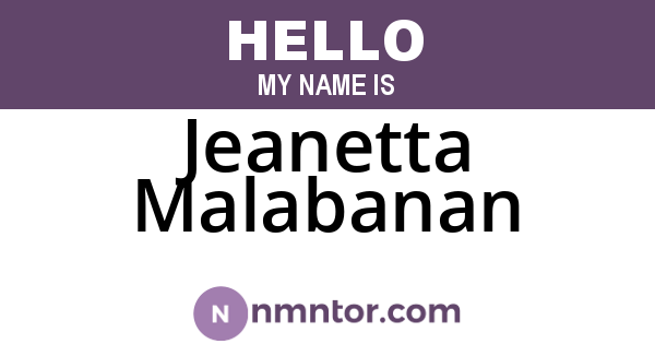 Jeanetta Malabanan