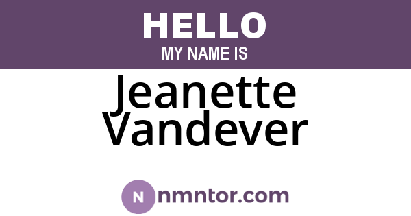 Jeanette Vandever