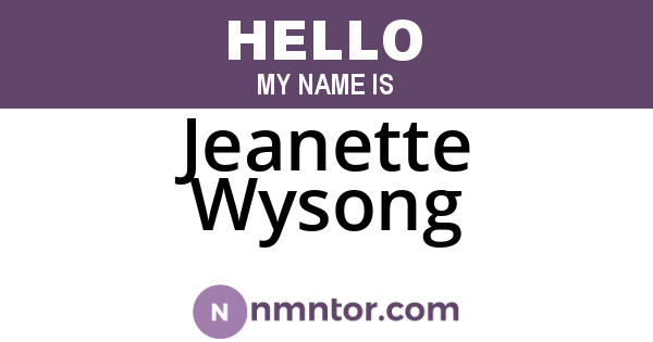 Jeanette Wysong