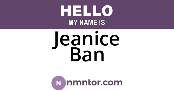 Jeanice Ban