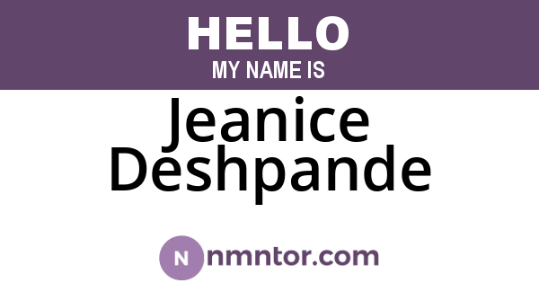 Jeanice Deshpande