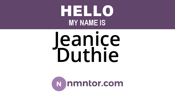 Jeanice Duthie