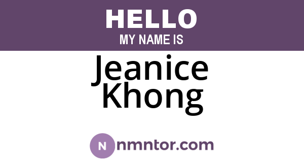 Jeanice Khong