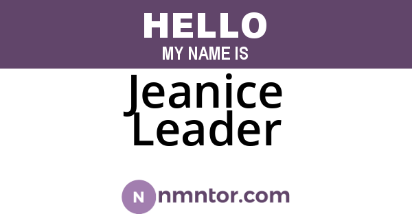 Jeanice Leader