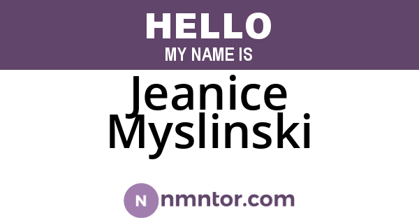 Jeanice Myslinski