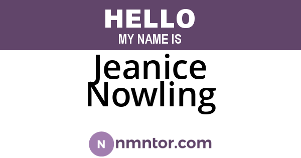 Jeanice Nowling
