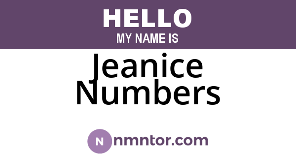 Jeanice Numbers