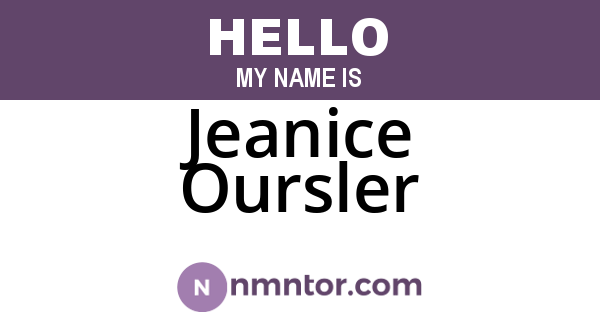 Jeanice Oursler