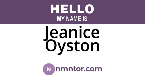 Jeanice Oyston