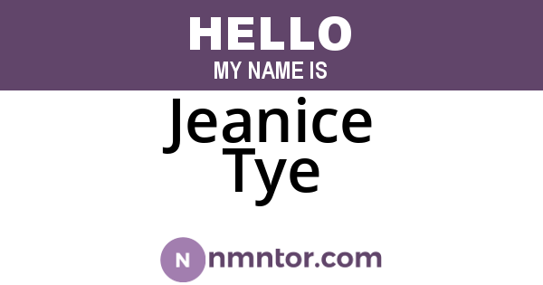 Jeanice Tye