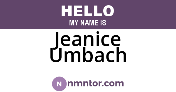 Jeanice Umbach