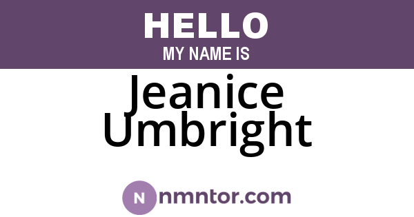 Jeanice Umbright