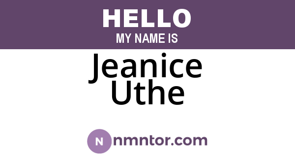 Jeanice Uthe