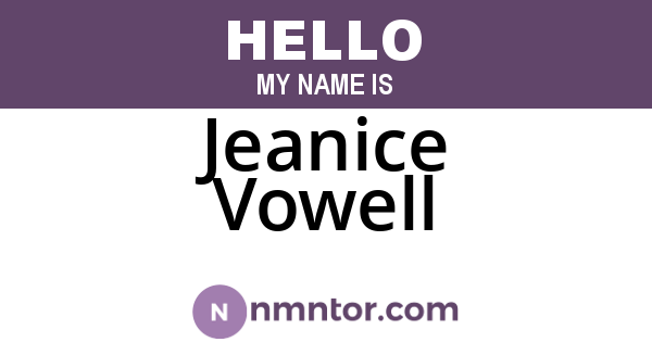 Jeanice Vowell