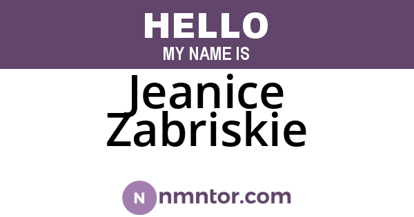 Jeanice Zabriskie