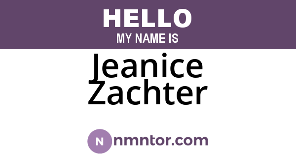 Jeanice Zachter