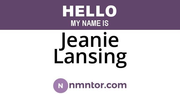 Jeanie Lansing