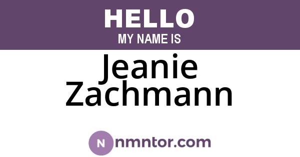 Jeanie Zachmann