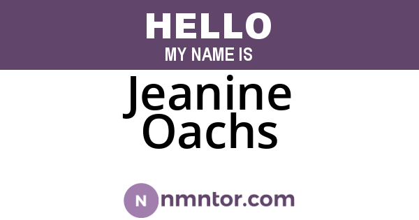 Jeanine Oachs