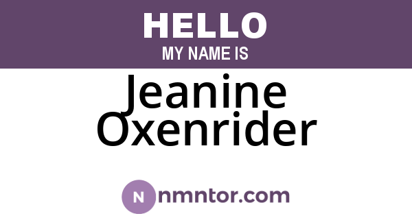 Jeanine Oxenrider